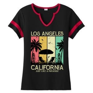 Los Angeles California Just Like A Paradise Retro Ladies Halftime Notch Neck Tee