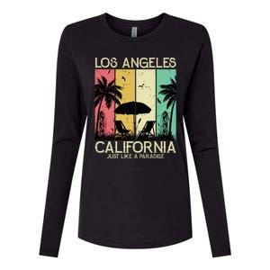 Los Angeles California Just Like A Paradise Retro Womens Cotton Relaxed Long Sleeve T-Shirt