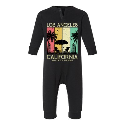 Los Angeles California Just Like A Paradise Retro Infant Fleece One Piece