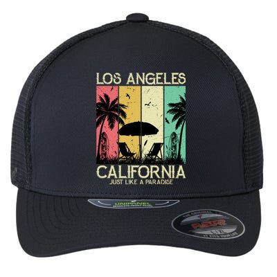 Los Angeles California Just Like A Paradise Retro Flexfit Unipanel Trucker Cap