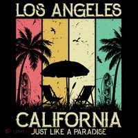 Los Angeles California Just Like A Paradise Retro 7-Panel Snapback Hat