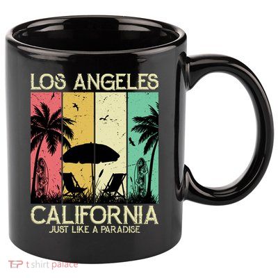 Los Angeles California Just Like A Paradise Retro 11oz C Handle Ceramic Mug