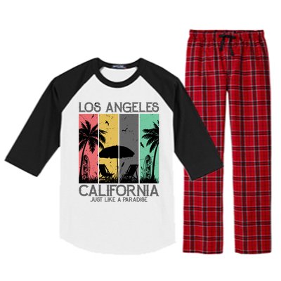 Los Angeles California Just Like A Paradise Retro Raglan Sleeve Pajama Set