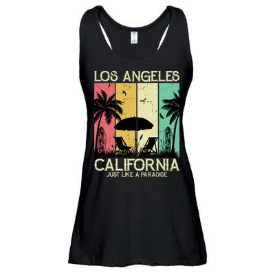 Los Angeles California Just Like A Paradise Retro Ladies Essential Flowy Tank