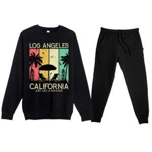 Los Angeles California Just Like A Paradise Retro Premium Crewneck Sweatsuit Set