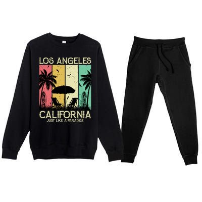 Los Angeles California Just Like A Paradise Retro Premium Crewneck Sweatsuit Set