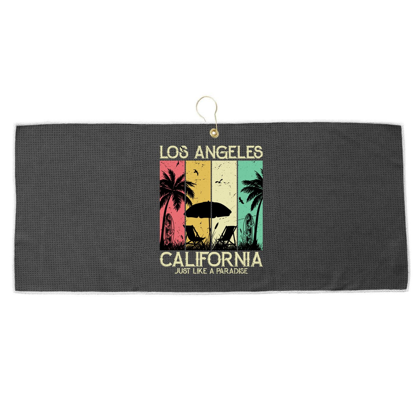 Los Angeles California Just Like A Paradise Retro Large Microfiber Waffle Golf Towel