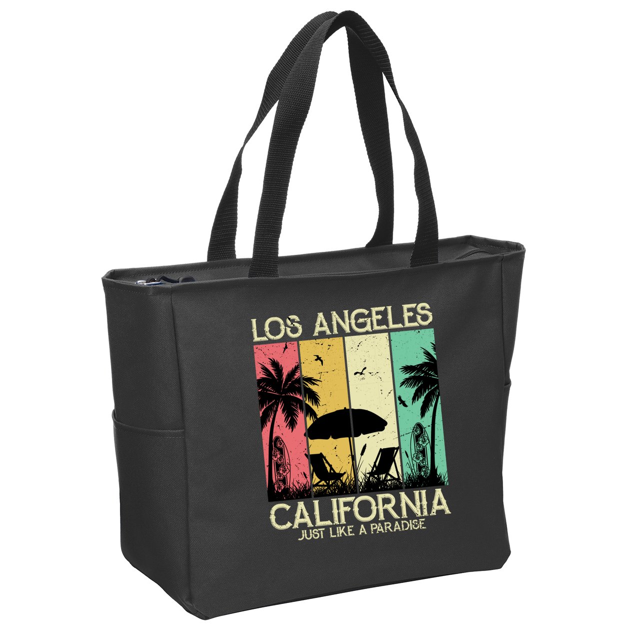 Los Angeles California Just Like A Paradise Retro Zip Tote Bag