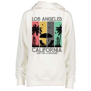 Los Angeles California Just Like A Paradise Retro Womens Funnel Neck Pullover Hood