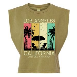 Los Angeles California Just Like A Paradise Retro Garment-Dyed Women's Muscle Tee