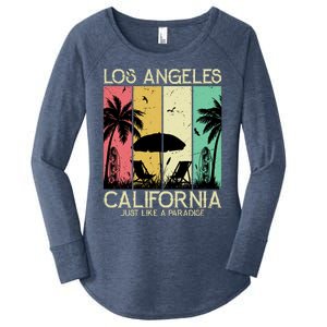 Los Angeles California Just Like A Paradise Retro Women's Perfect Tri Tunic Long Sleeve Shirt