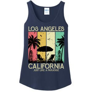 Los Angeles California Just Like A Paradise Retro Ladies Essential Tank