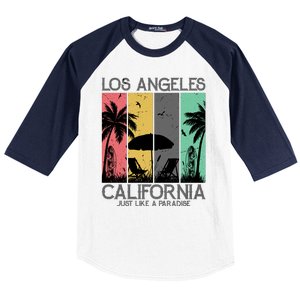 Los Angeles California Just Like A Paradise Retro Baseball Sleeve Shirt