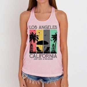 Los Angeles California Just Like A Paradise Retro Women's Knotted Racerback Tank