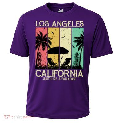 Los Angeles California Just Like A Paradise Retro Cooling Performance Crew T-Shirt