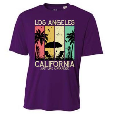 Los Angeles California Just Like A Paradise Retro Cooling Performance Crew T-Shirt