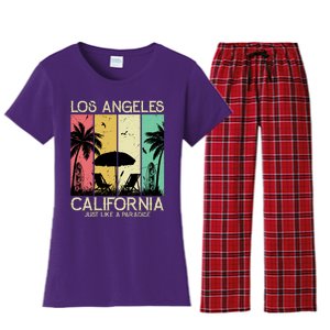 Los Angeles California Just Like A Paradise Retro Women's Flannel Pajama Set