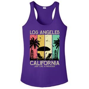 Los Angeles California Just Like A Paradise Retro Ladies PosiCharge Competitor Racerback Tank