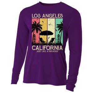 Los Angeles California Just Like A Paradise Retro Cooling Performance Long Sleeve Crew