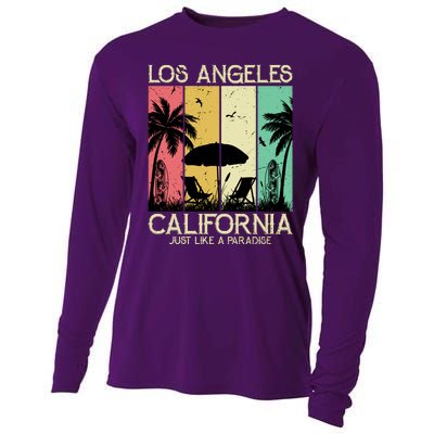 Los Angeles California Just Like A Paradise Retro Cooling Performance Long Sleeve Crew