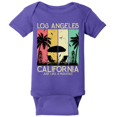 Los Angeles California Just Like A Paradise Retro Baby Bodysuit