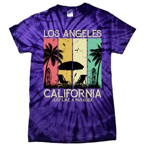 Los Angeles California Just Like A Paradise Retro Tie-Dye T-Shirt