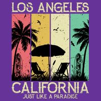 Los Angeles California Just Like A Paradise Retro Womens T-Shirt