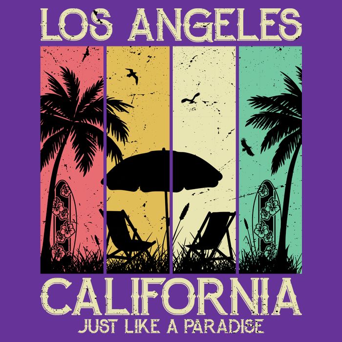 Los Angeles California Just Like A Paradise Retro Womens T-Shirt