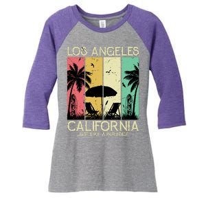 Los Angeles California Just Like A Paradise Retro Women's Tri-Blend 3/4-Sleeve Raglan Shirt