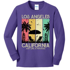 Los Angeles California Just Like A Paradise Retro Kids Long Sleeve Shirt