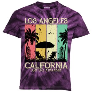 Los Angeles California Just Like A Paradise Retro Kids Tie-Dye T-Shirt