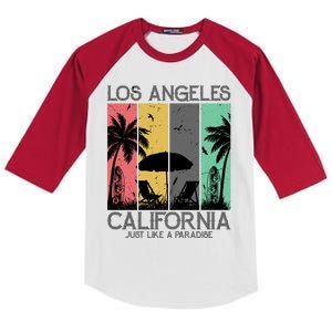 Los Angeles California Just Like A Paradise Retro Kids Colorblock Raglan Jersey