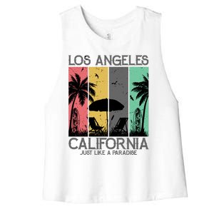 Los Angeles California Just Like A Paradise Retro Women's Racerback Cropped Tank