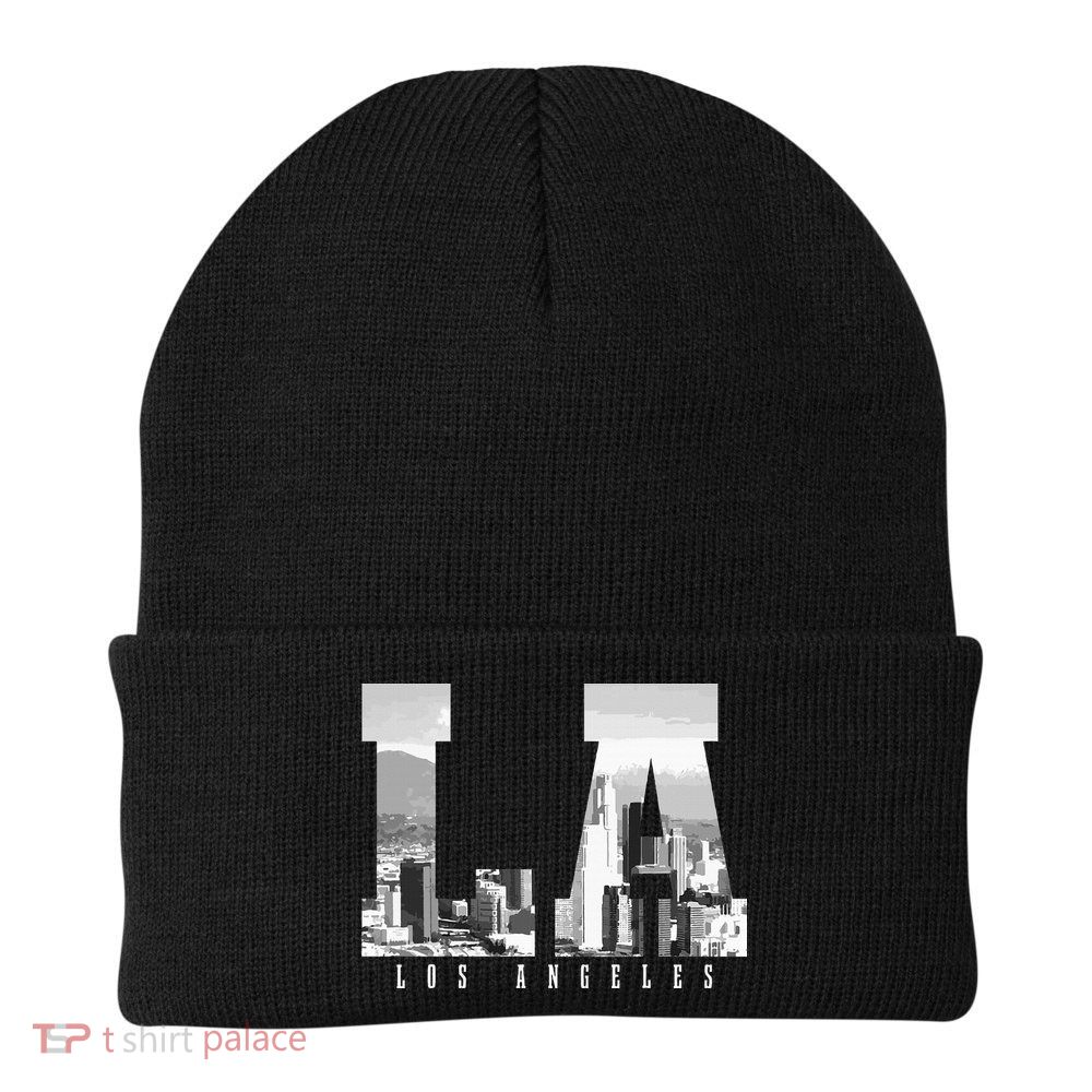 Los Angeles California La Skyline Pride Black White Vintage Beanie