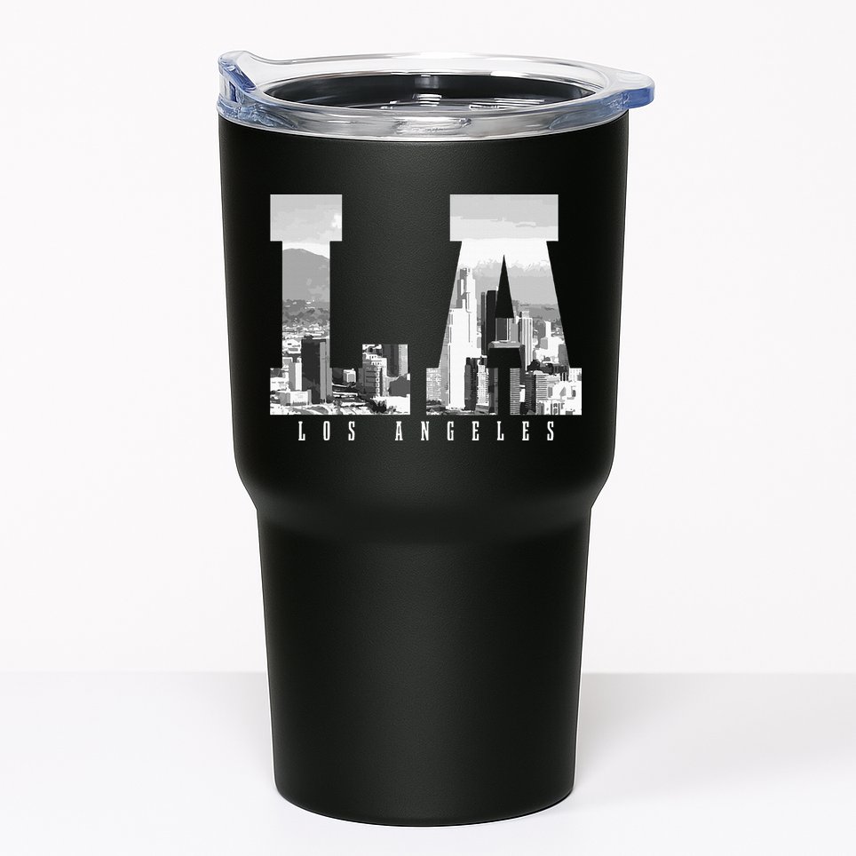 Los Angeles California La Skyline Pride Black White Vintage Tumbler