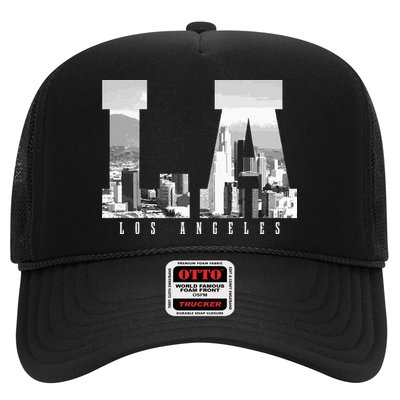 Los Angeles California La Skyline Pride Black White Vintage Trucker Hat