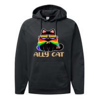 LGBT Ally Cat Be Kind Gay Rainbow Funny LGBTQ Gift Idea Performance Fleece Hoodie