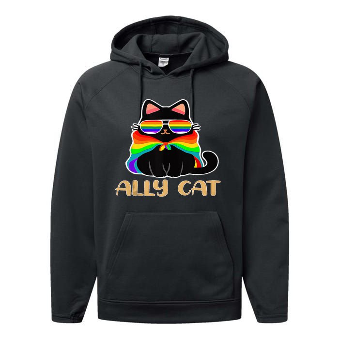 LGBT Ally Cat Be Kind Gay Rainbow Funny LGBTQ Gift Idea Performance Fleece Hoodie