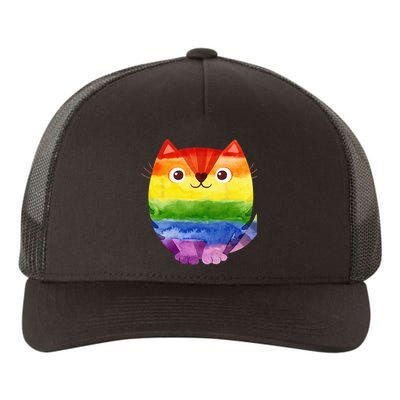 LGBT Allied Cat Be Kind Gay Rainbow Funny LGBTQ Yupoong Adult 5-Panel Trucker Hat