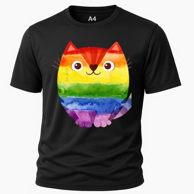 LGBT Allied Cat Be Kind Gay Rainbow Funny LGBTQ Cooling Performance Crew T-Shirt