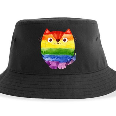 LGBT Allied Cat Be Kind Gay Rainbow Funny LGBTQ Sustainable Bucket Hat