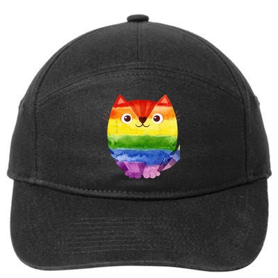 LGBT Allied Cat Be Kind Gay Rainbow Funny LGBTQ 7-Panel Snapback Hat