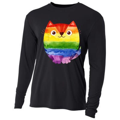 LGBT Allied Cat Be Kind Gay Rainbow Funny LGBTQ Cooling Performance Long Sleeve Crew