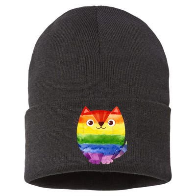 LGBT Allied Cat Be Kind Gay Rainbow Funny LGBTQ Sustainable Knit Beanie