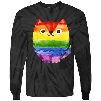 LGBT Allied Cat Be Kind Gay Rainbow Funny LGBTQ Tie-Dye Long Sleeve Shirt