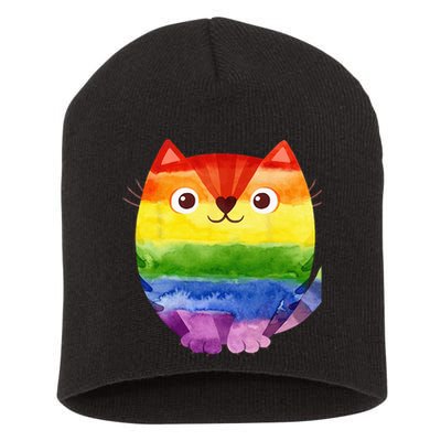 LGBT Allied Cat Be Kind Gay Rainbow Funny LGBTQ Short Acrylic Beanie