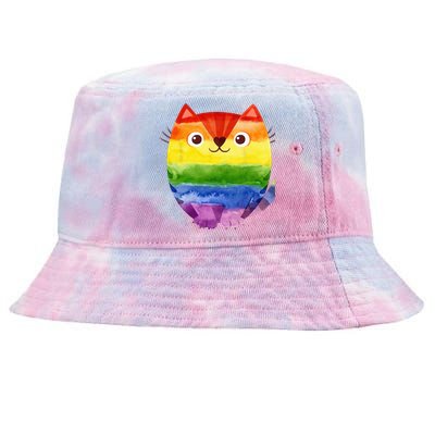 LGBT Allied Cat Be Kind Gay Rainbow Funny LGBTQ Tie-Dyed Bucket Hat