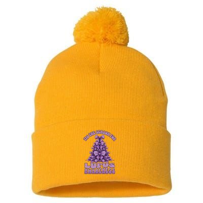 Lupus Awareness Christmas Lupus Ribbon Pom Pom 12in Knit Beanie