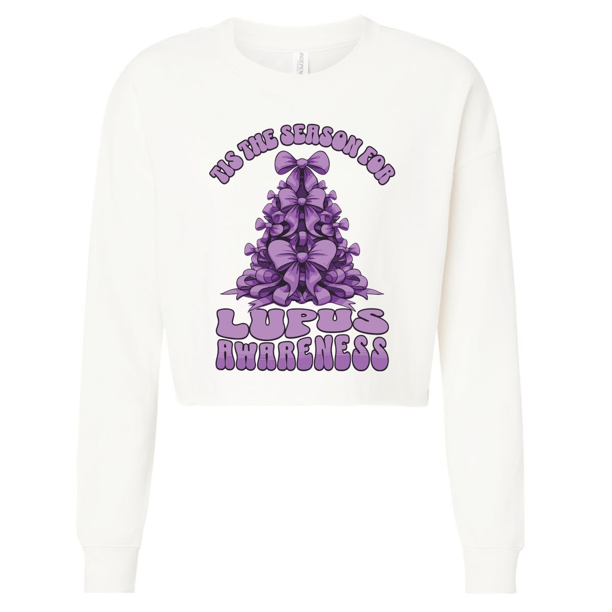 Lupus Awareness Christmas Lupus Ribbon Cropped Pullover Crew