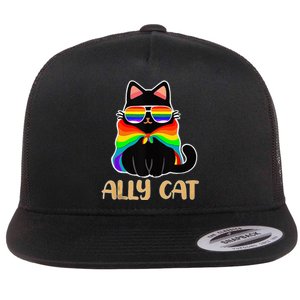 LGBT Ally Cat Be Kind Gay Rainbow Funny LGBTQ Gift Flat Bill Trucker Hat